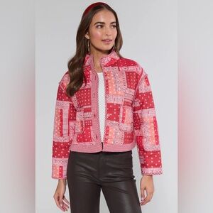 NWT Red Patchwork Women's Puffer Jacket